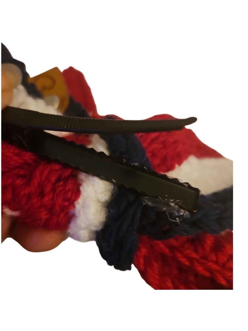 Hand Crafted Patriotic Crochet Bow Handmade Red White Blue Alligator Hair Clip - Picture 14 of 17
